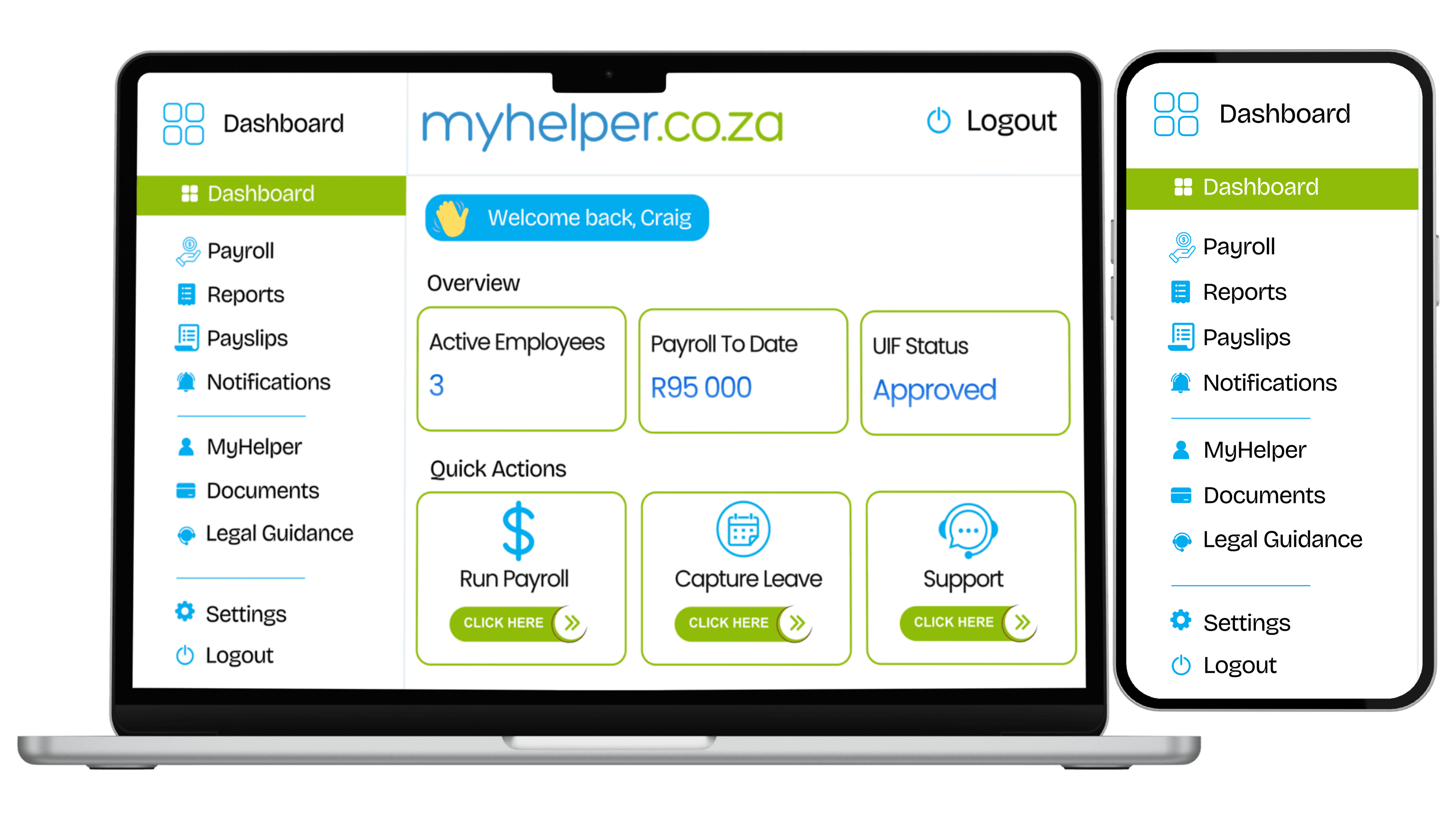 MyHelper features dashboard domestic worker compliance South Africa